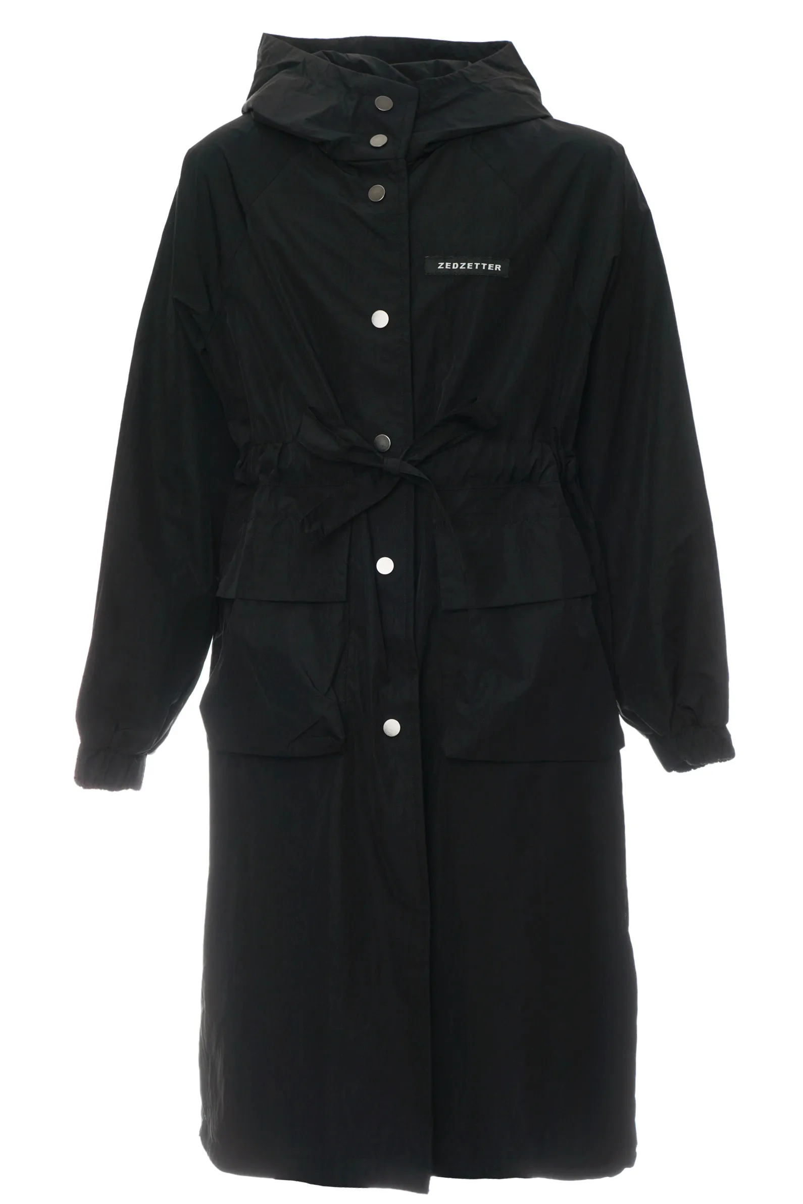 Куртка дев. АРТ.Long coat black,чер,полиэфир