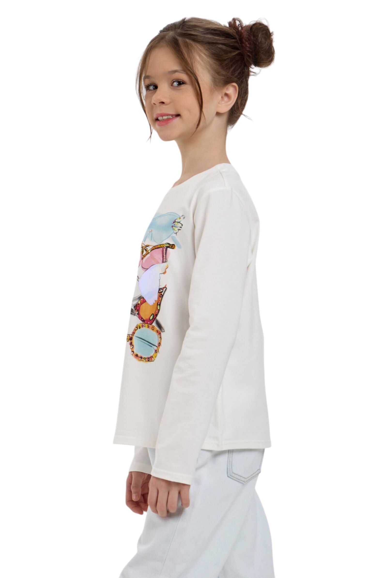 Лонгслив дев. АРТ.10.136,бел-мул,хл-эл