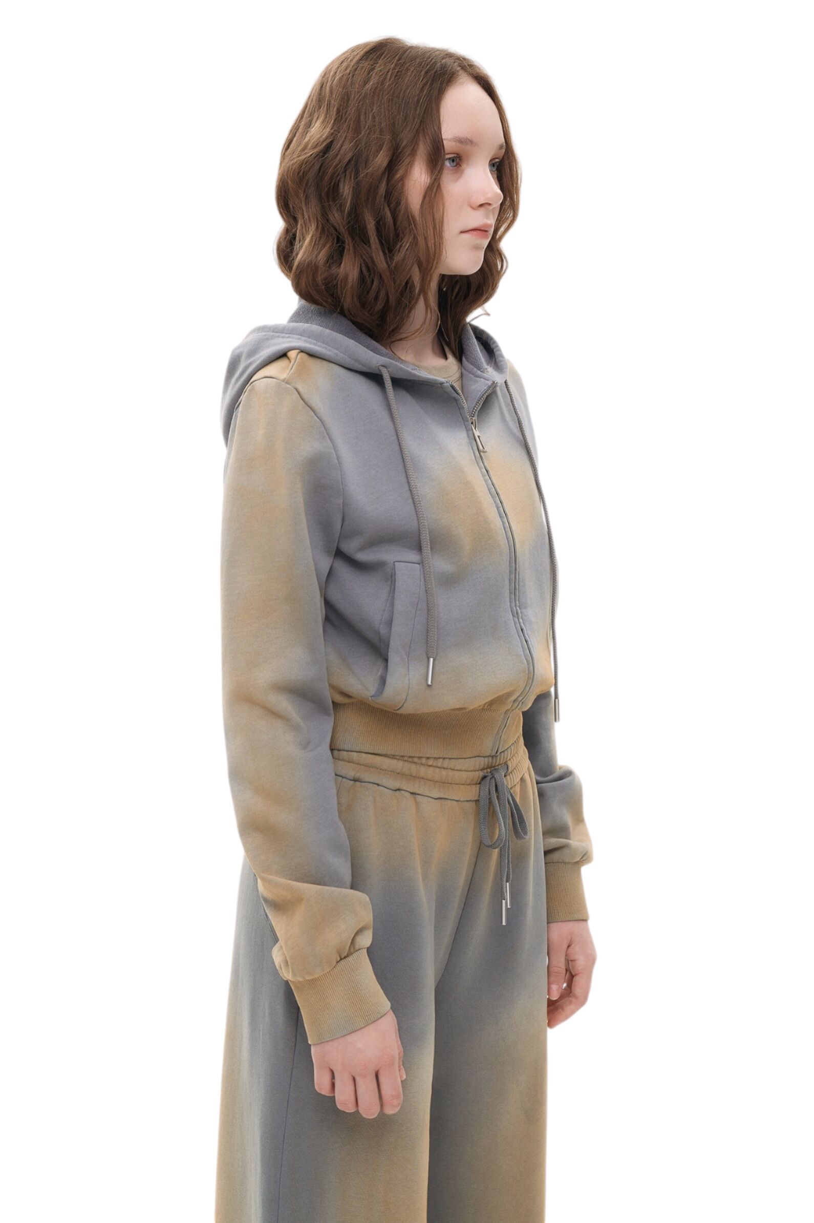 Толстовка дев. АРТ.AA236181,сер-беж,хл